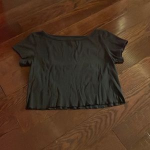 Brandy melville black lettuce hem crop top